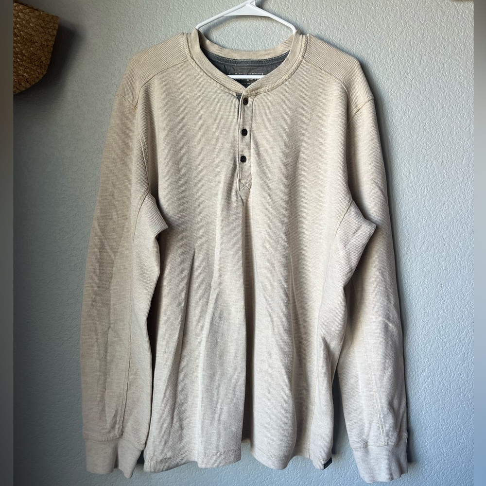 Eddie Bauer Cream Long Sleeve Henley Shirt